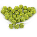 Perles rondes à la main de couleur olive avec strass Pave pour bricolage Bracelet taille 4mm-18mm, IB00104 - Olivine